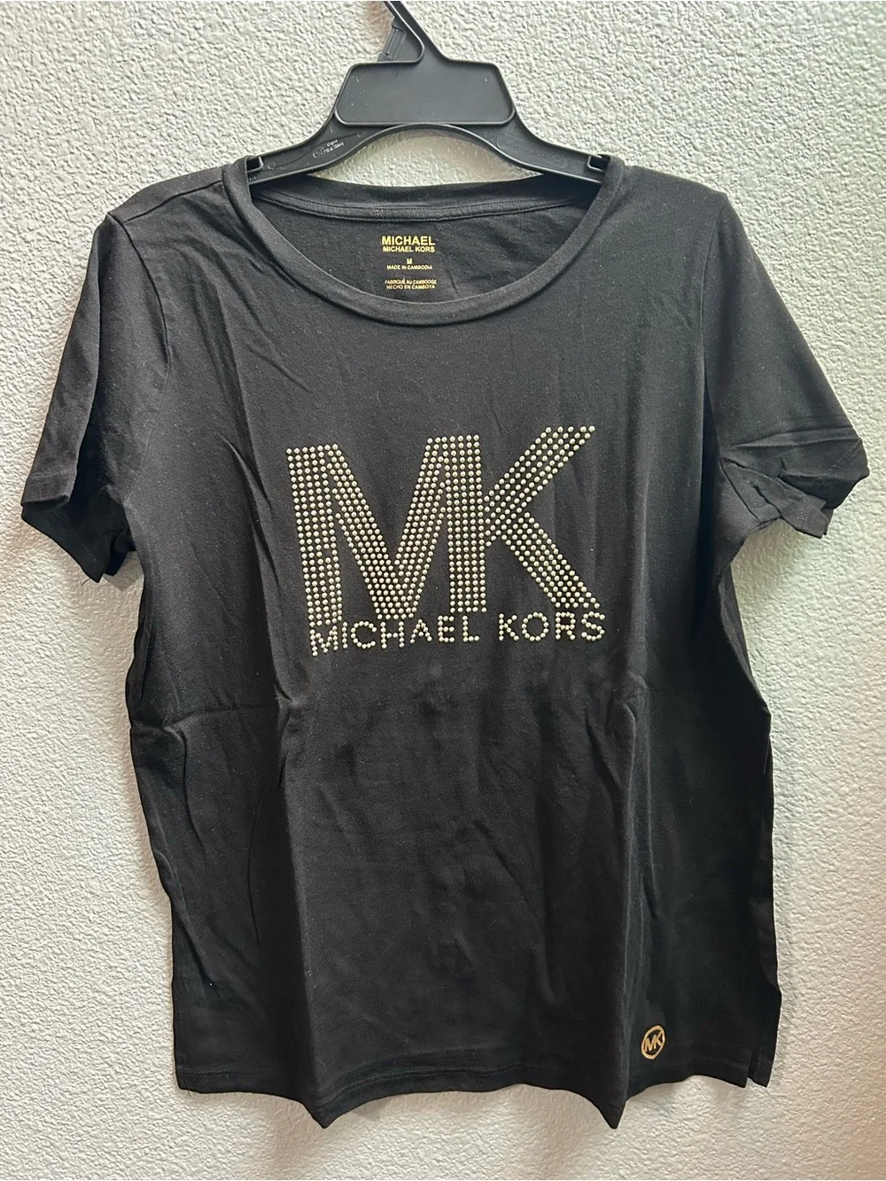 Michael Kors Black Studded MK Logo Short Sleeve Tee